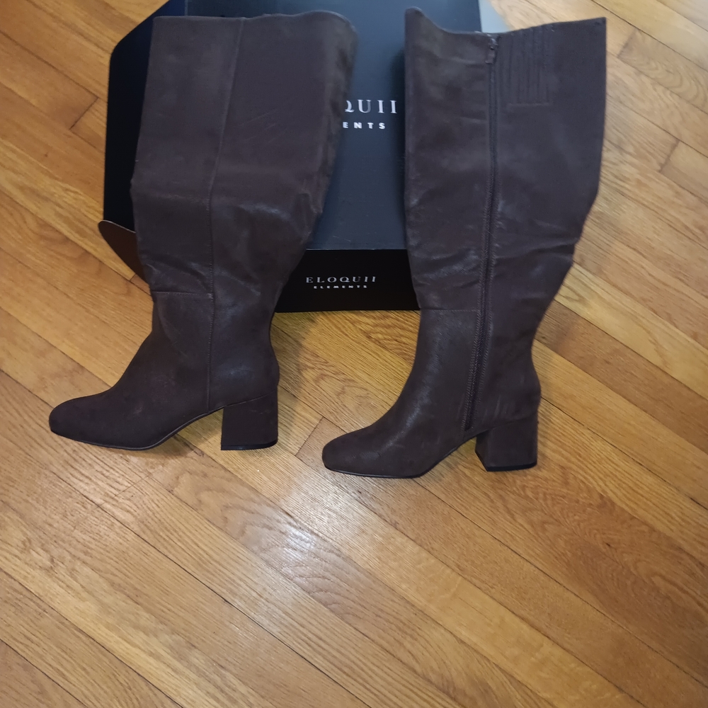 Eloquii Brown Heeled Boots